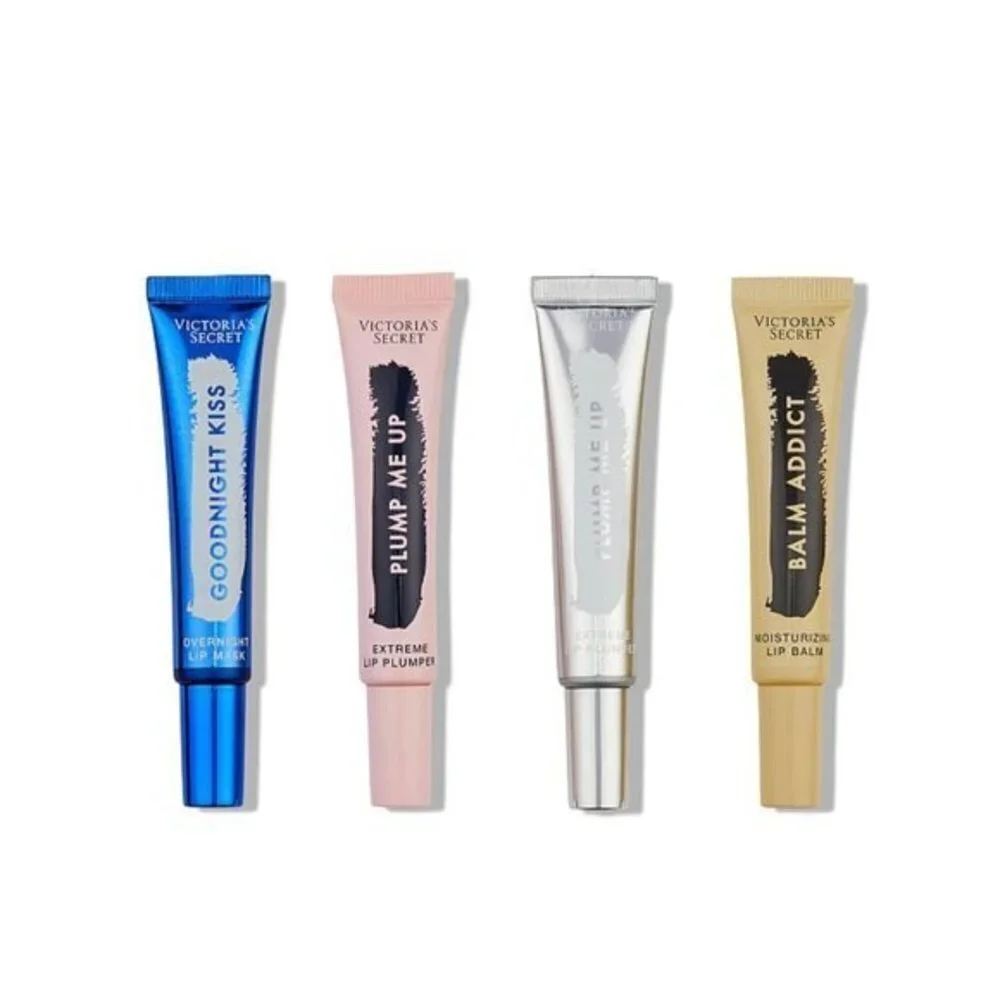 Victoria's Secret 4 Piece Lip Gloss Gift Set Pout Perfectors Scrub Mask Plumper